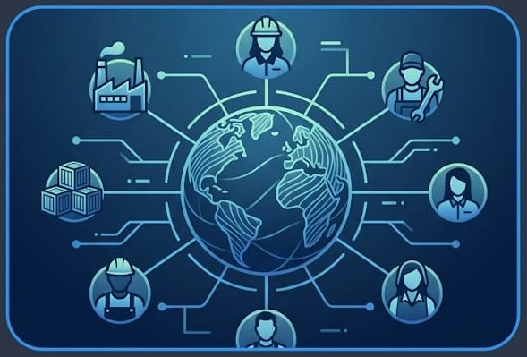 Digital dashboard showing supply chain metrics